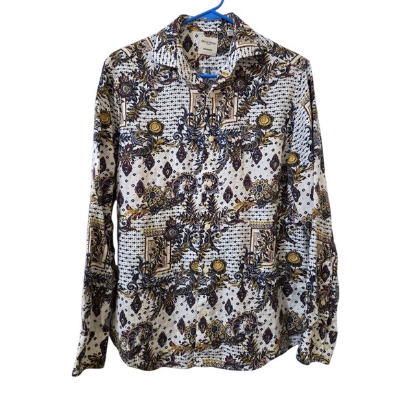 Murano Other - Baird McNutt Linen Murano Shirt Men's S Blue White Floral Paisley Button Up D131